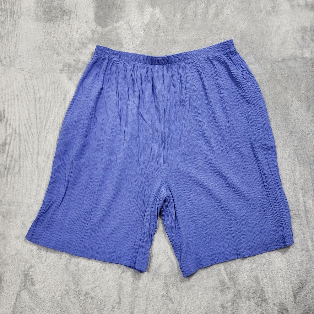 Vintage Southern Lady Shorts Womens 20 Blue Crepe Pull On High Rise Baggy Casual